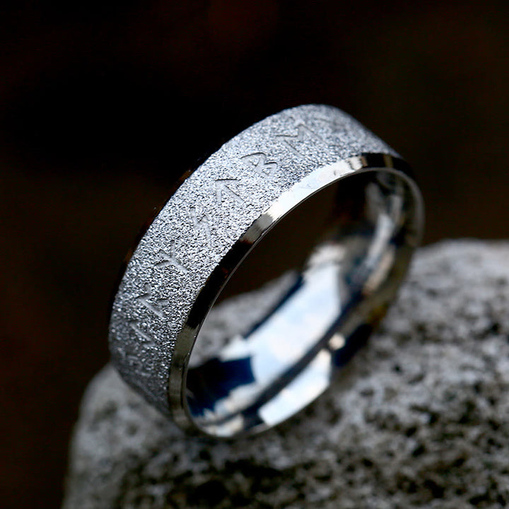 WorldNorse Viking Rune Frosted Face Tricolor Ring - Silver - AU Size Z（US 13） - image 2
