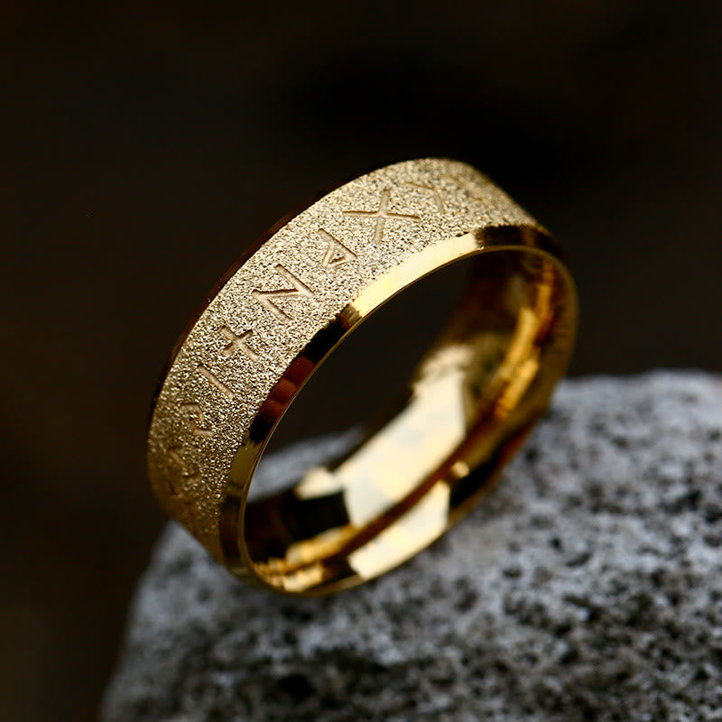 WorldNorse Viking Rune Frosted Face Tricolor Ring - Gold - AU Size Z（US 13） - image 1