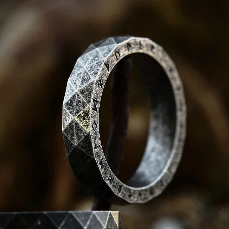 WorldNorse Viking Rune Vintage Diamond Shape Ring - Retro Silver - AU Size Z（US 13） - image 1