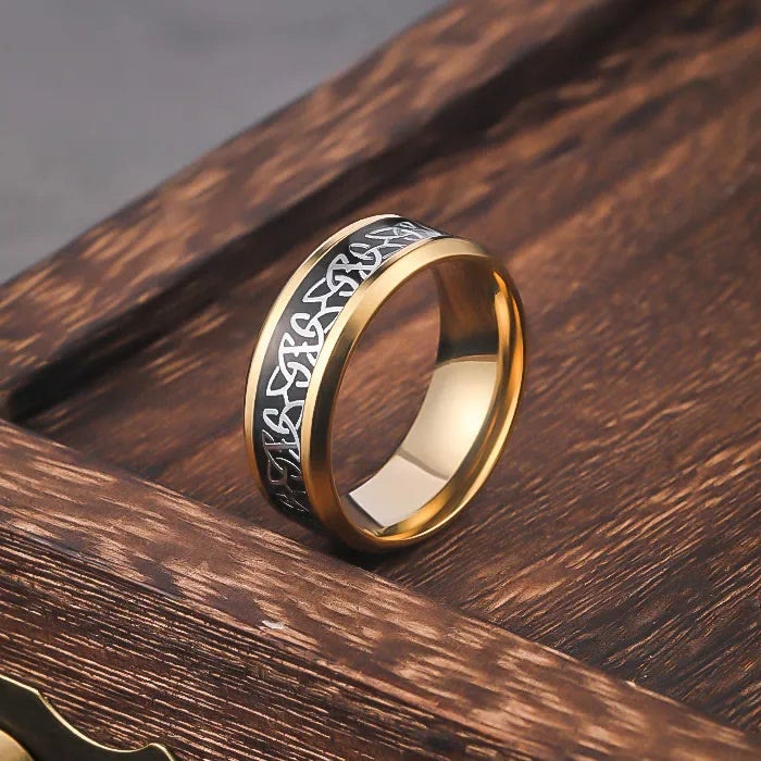 WorldNorse Norse Celtic Knot Trinity Pattern Ring - Gold - AU Size Z（US 13） - image 5