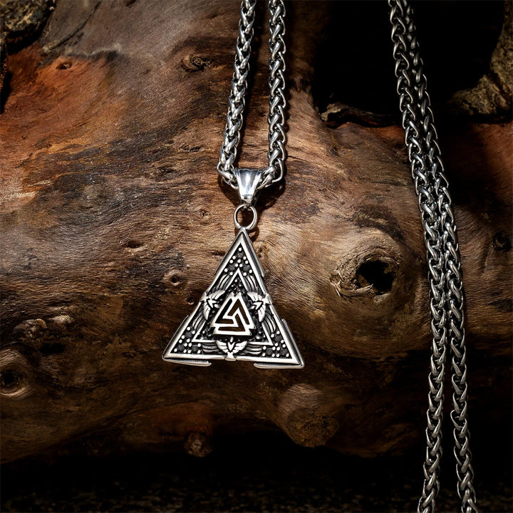 WorldNorse Viking Triangle Valknut Hrungnir's Heart Necklace