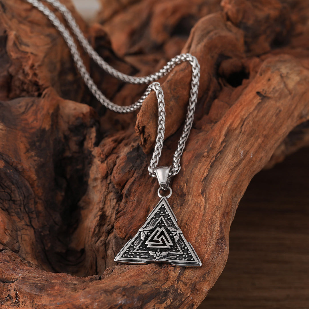 WorldNorse Viking Triangle Valknut Hrungnir's Heart Necklace