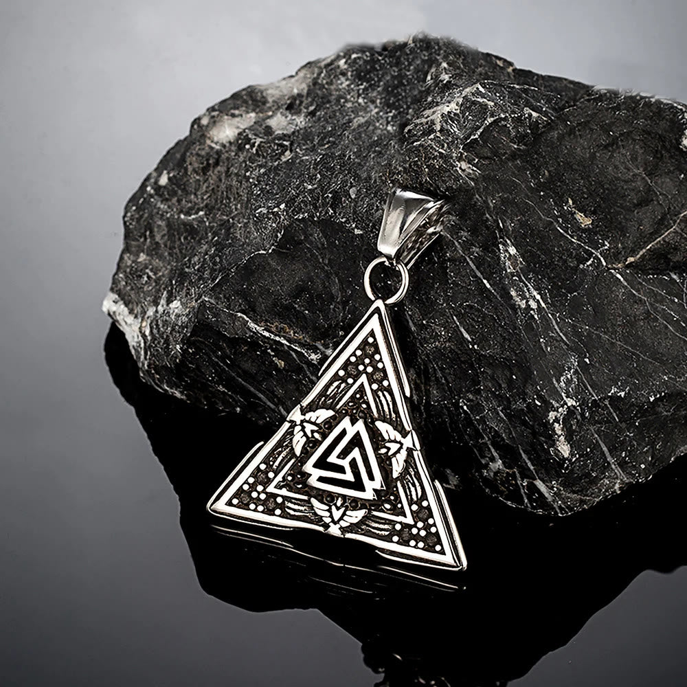 WorldNorse Viking Triangle Valknut Hrungnir's Heart Necklace