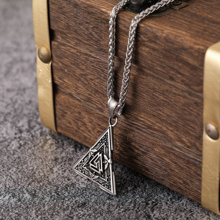WorldNorse Viking Triangle Valknut Hrungnir's Heart Necklace