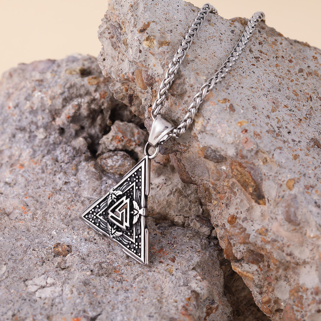WorldNorse Viking Triangle Valknut Hrungnir's Heart Necklace