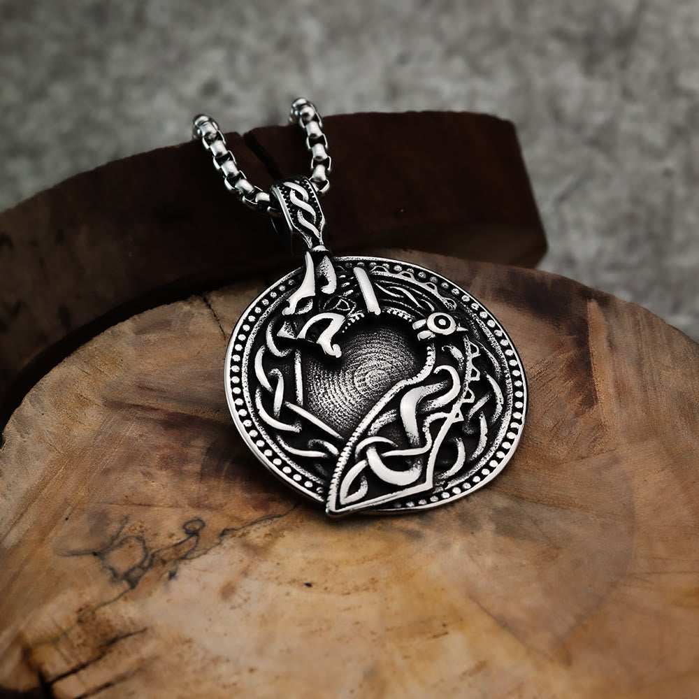 WorldNorse Viking Wolf Head Celtic Pendant Necklace