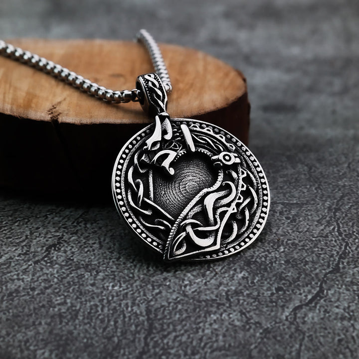 WorldNorse Viking Wolf Head Celtic Pendant Necklace