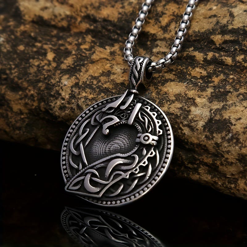 WorldNorse Viking Wolf Head Celtic Pendant Necklace