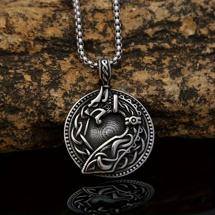 WorldNorse Viking Wolf Head Celtic Pendant Necklace