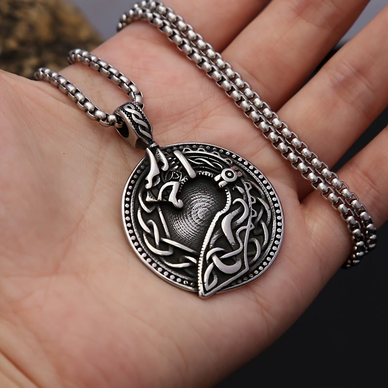 WorldNorse Viking Wolf Head Celtic Pendant Necklace