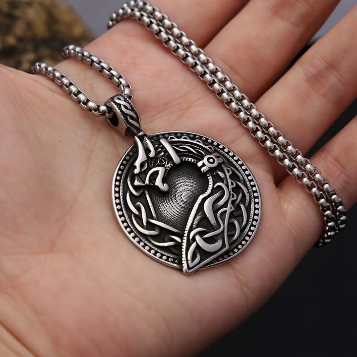 WorldNorse Viking Wolf Head Celtic Pendant Necklace