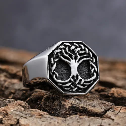 WorldNorse Classic Tree Of Life Stainless Steel Viking Ring - Silver - AU Size Z+2（US 15） - image 0