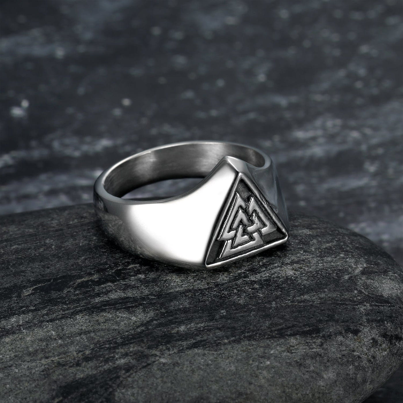 Valknut Viking Signet Ring - Stainless Steel Norse Triangle Ring – au ...