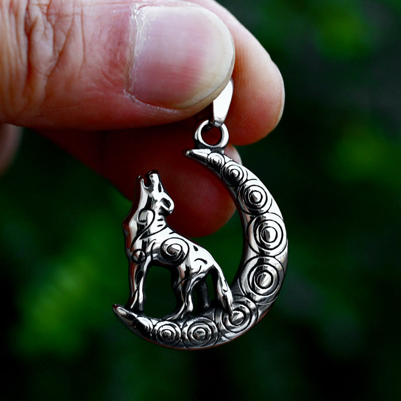 WorldNorse Viking Wolf With Crescent Moon Pendant Necklace - image 3