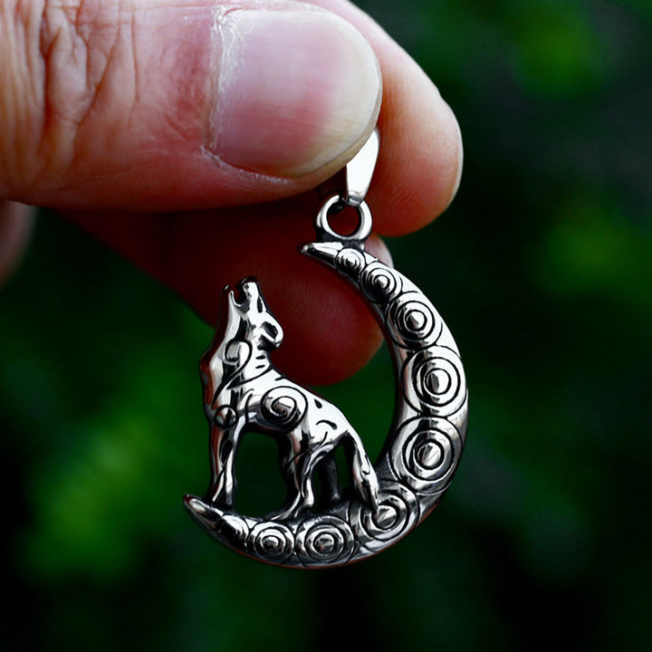 WorldNorse Viking Wolf With Crescent Moon Pendant Necklace - image 3