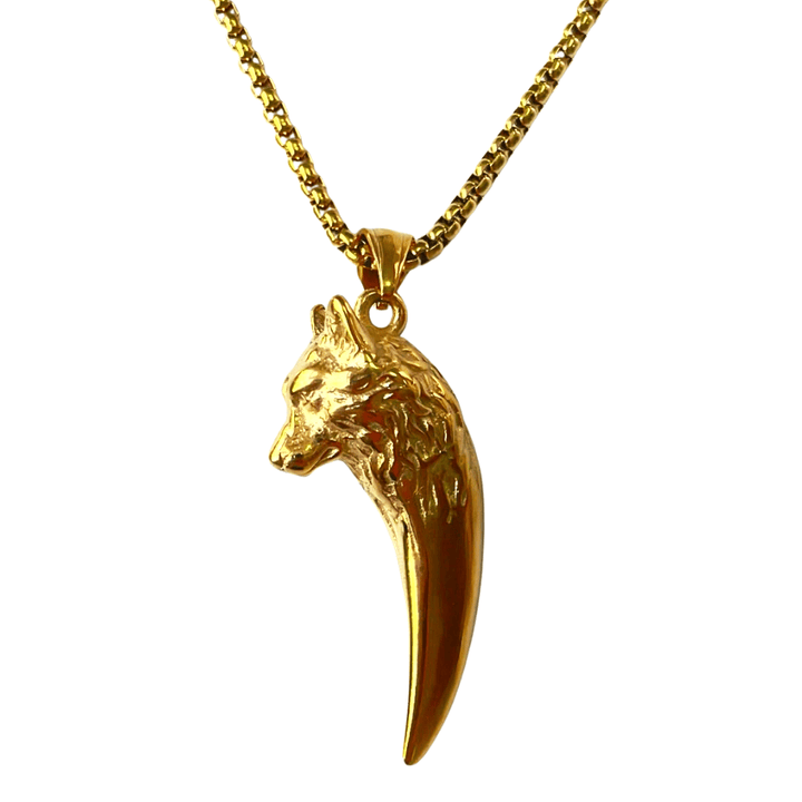 WorldNorse "Never Give Up" Wolf Necklace - Gold - Chain#70cm - image 8
