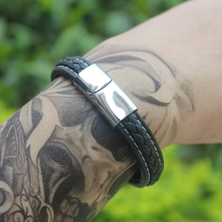 WorldNorse Norse Mythology Viking Symbol Style Leather Bracelet