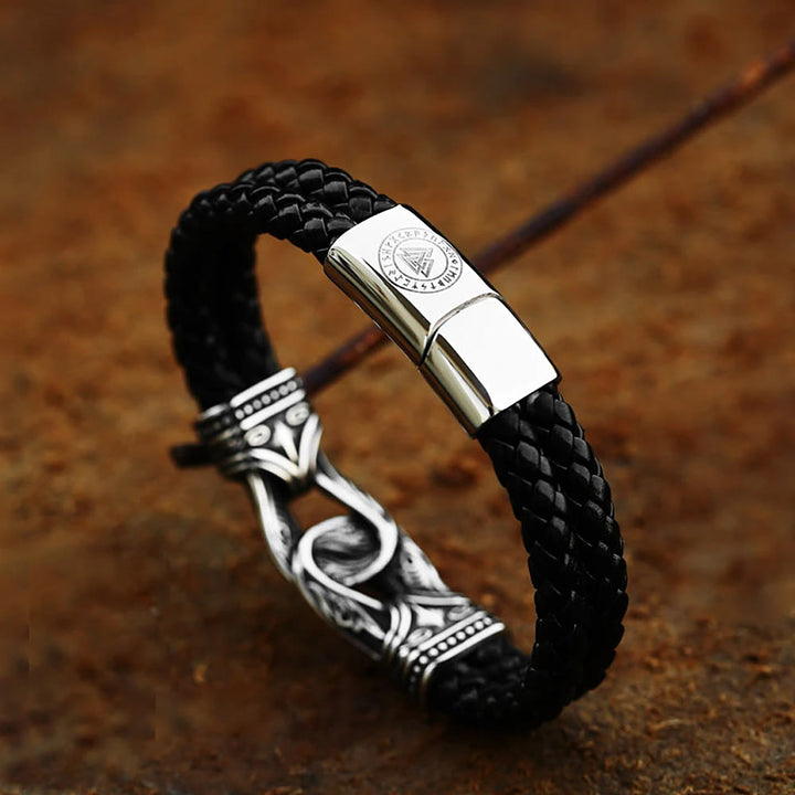 WorldNorse Norse Mythology Viking Symbol Style Leather Bracelet