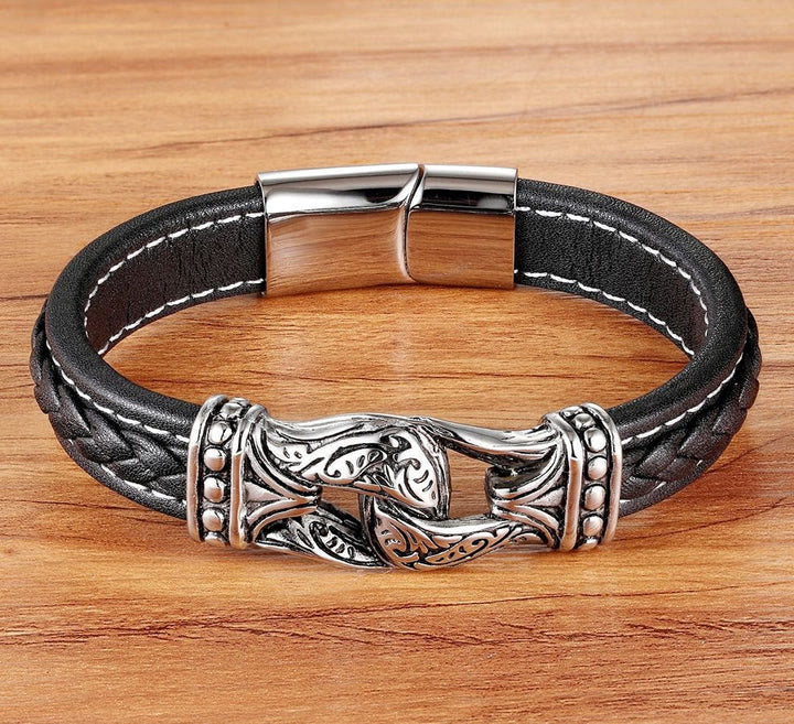 WorldNorse Norse Mythology Viking Symbol Style Leather Bracelet