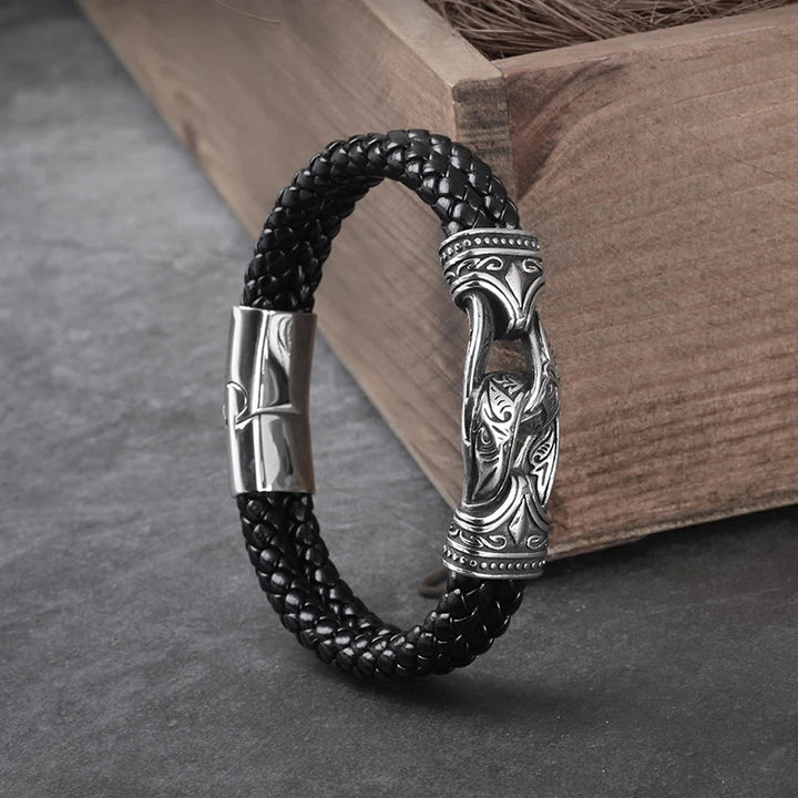WorldNorse Norse Mythology Viking Symbol Style Leather Bracelet
