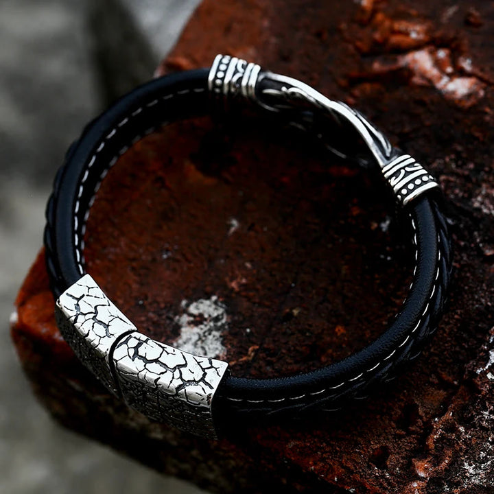 WorldNorse Norse Mythology Viking Symbol Style Leather Bracelet