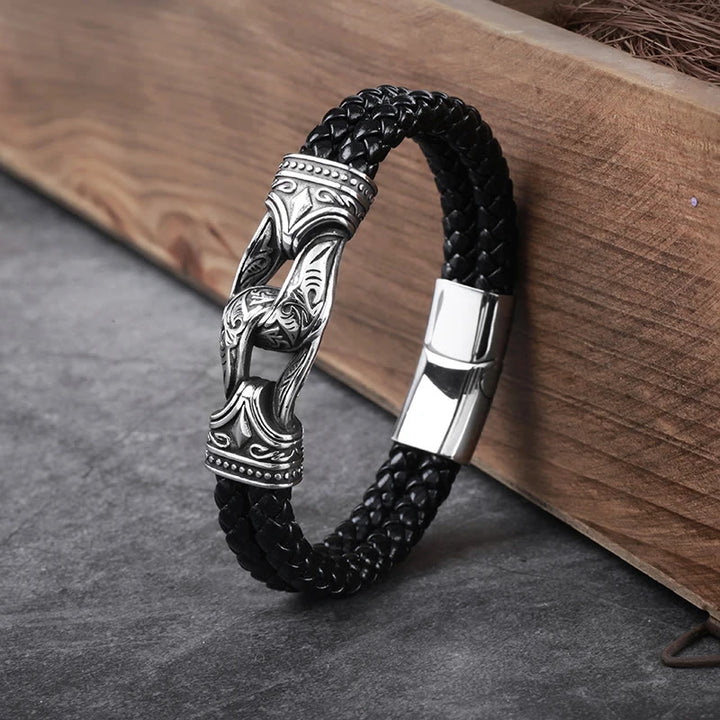 WorldNorse Norse Mythology Viking Symbol Style Leather Bracelet