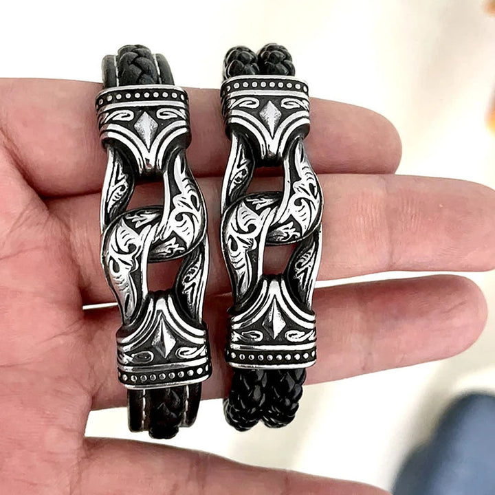 WorldNorse Norse Mythology Viking Symbol Style Leather Bracelet