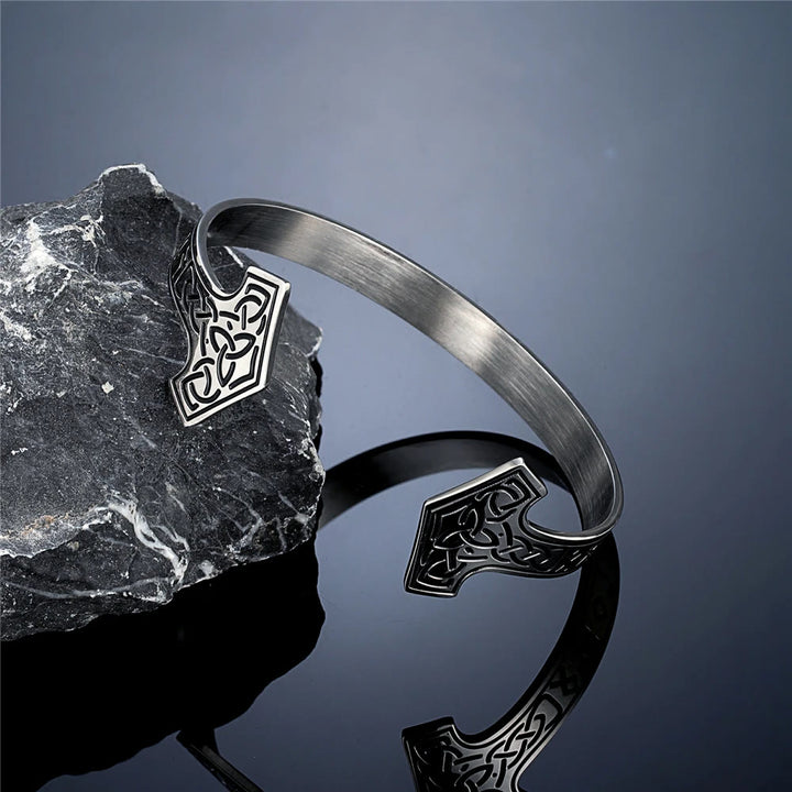 WorldNorse Mjolnir Celtic Knot Bangle Rune Bracelet