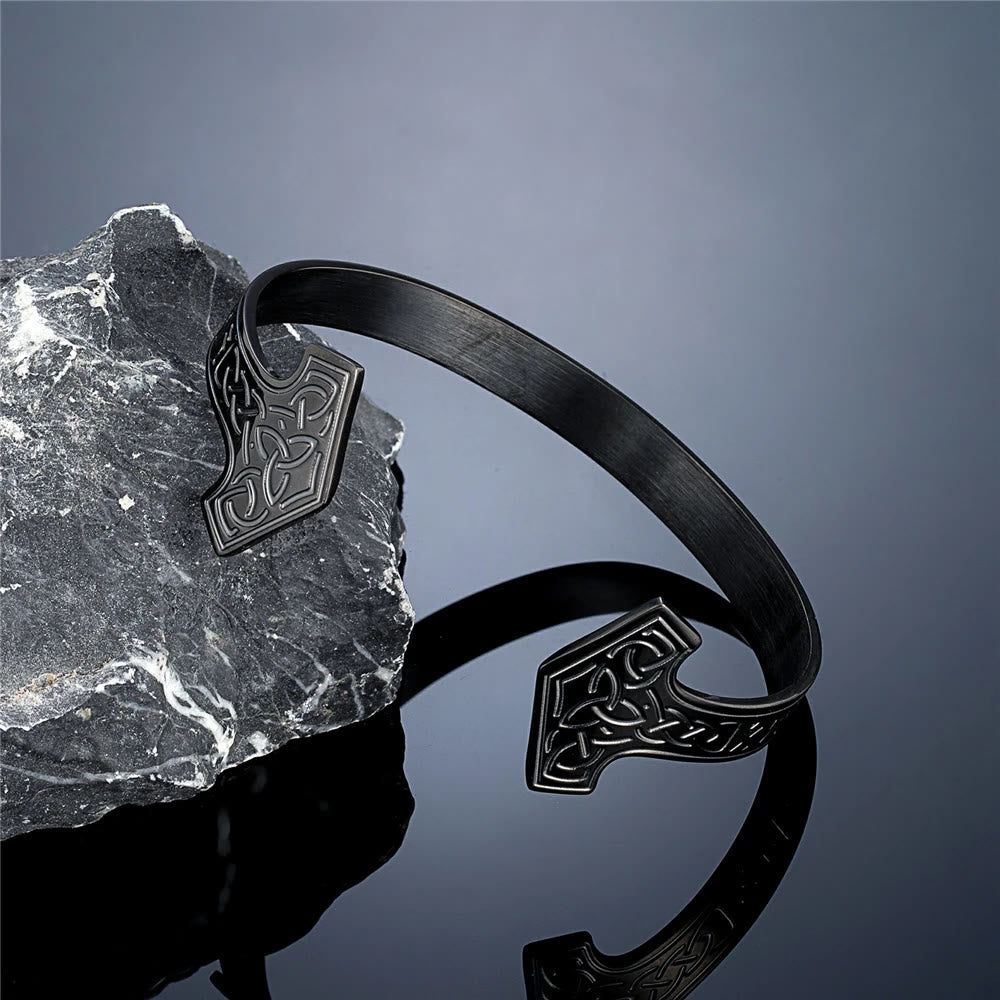 WorldNorse Mjolnir Celtic Knot Bangle Rune Bracelet