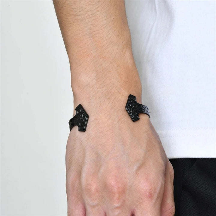 WorldNorse Mjolnir Celtic Knot Bangle Rune Bracelet