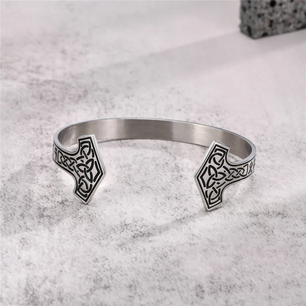 WorldNorse Mjolnir Celtic Knot Bangle Rune Bracelet