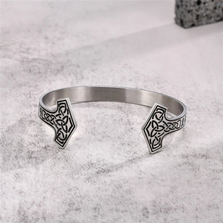 WorldNorse Mjolnir Celtic Knot Bangle Rune Bracelet