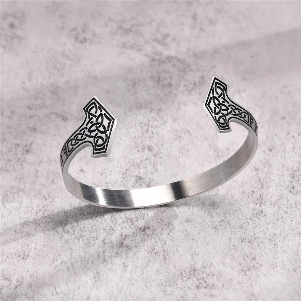 WorldNorse Mjolnir Celtic Knot Bangle Rune Bracelet