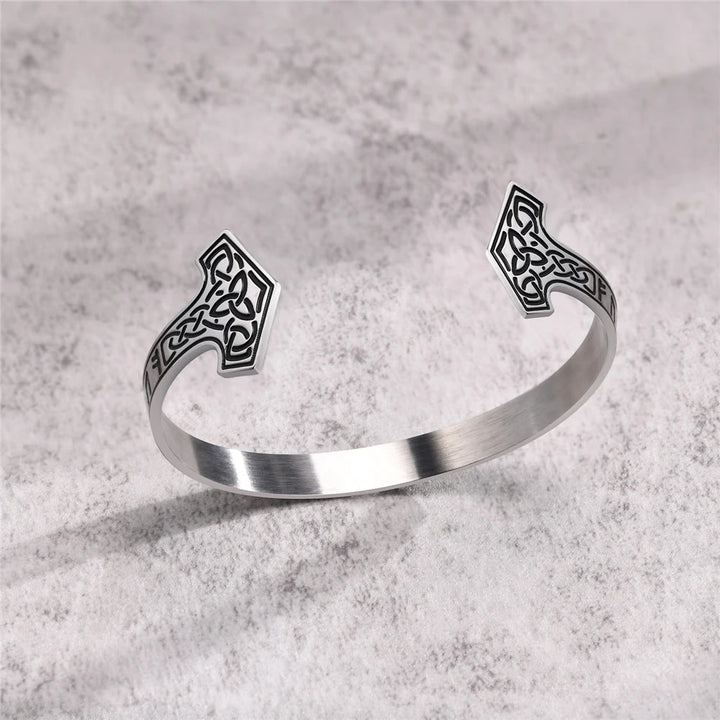 WorldNorse Mjolnir Celtic Knot Bangle Rune Bracelet
