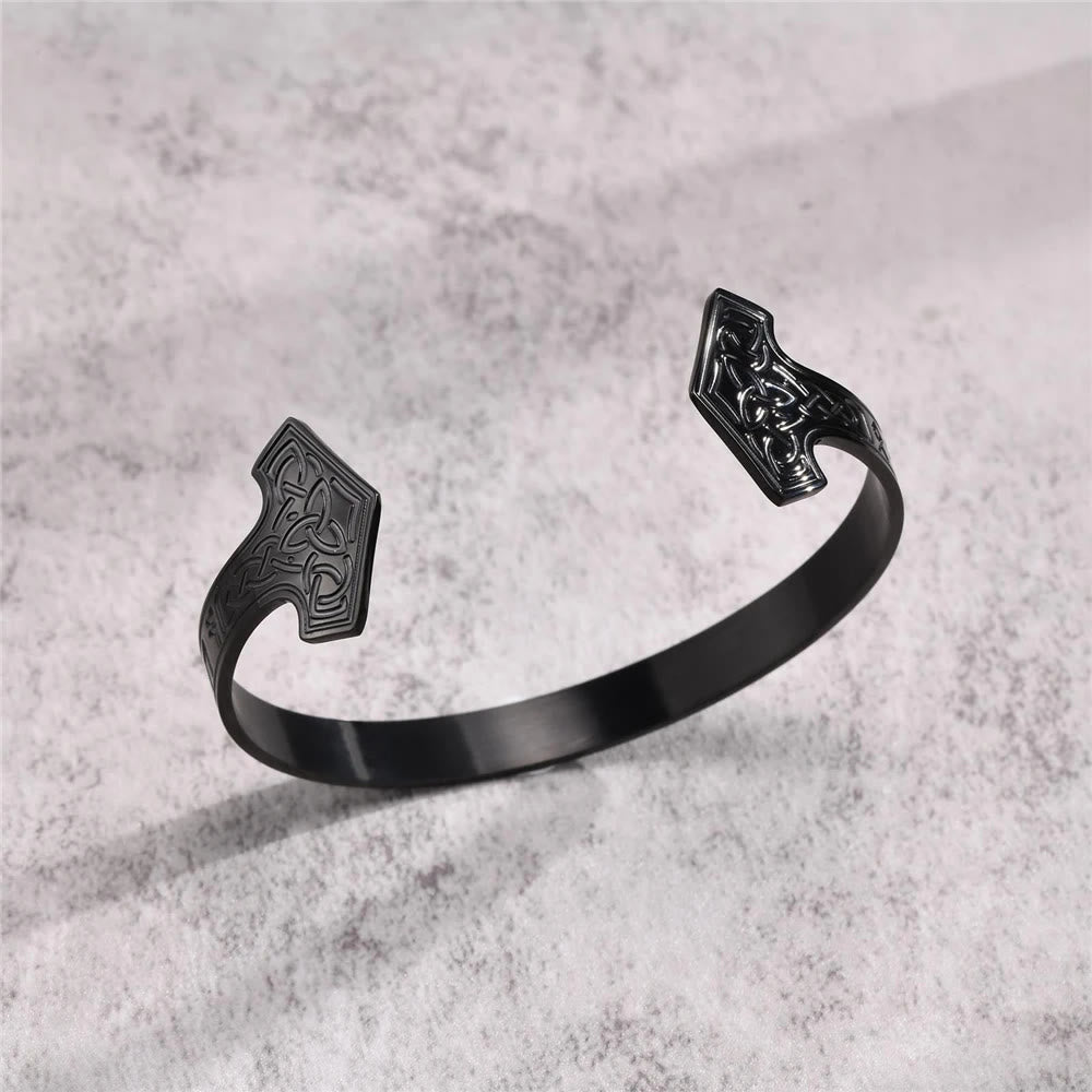 WorldNorse Mjolnir Celtic Knot Bangle Rune Bracelet