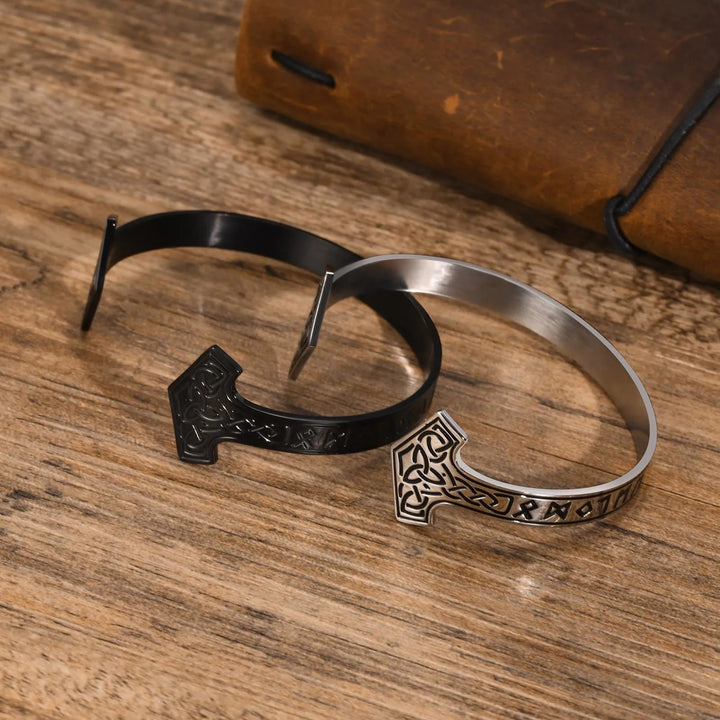 WorldNorse Mjolnir Celtic Knot Bangle Rune Bracelet