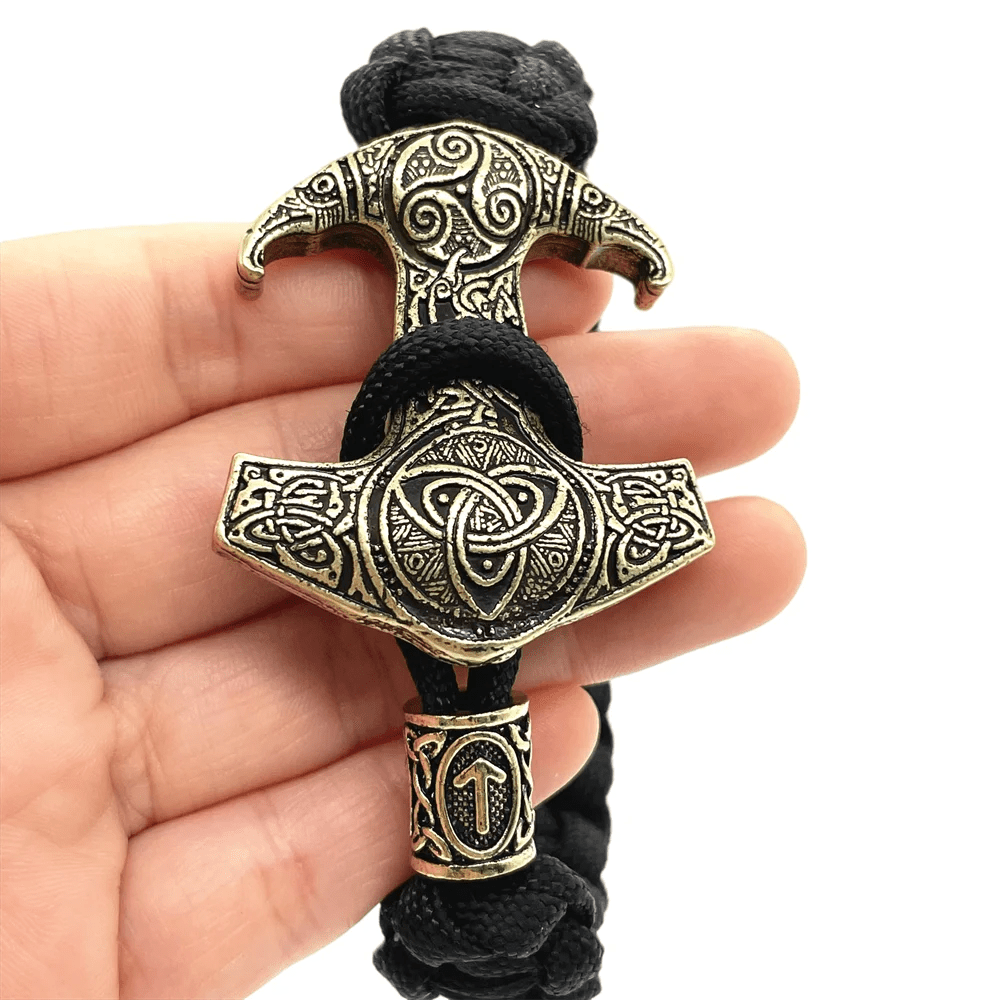 WorldNorse Odin Rune Bead Thor Hammer Mjolnir Bracelet