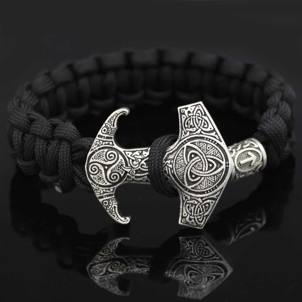WorldNorse Odin Rune Bead Thor Hammer Mjolnir Bracelet - Silver - Style# D - image 18