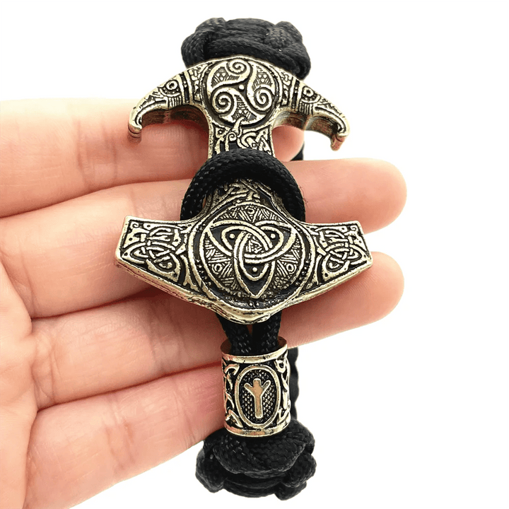 WorldNorse Odin Rune Bead Thor Hammer Mjolnir Bracelet