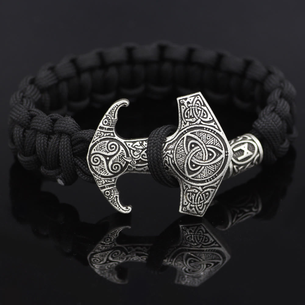 WorldNorse Odin Rune Bead Thor Hammer Mjolnir Bracelet - Silver - Style# K - image 21