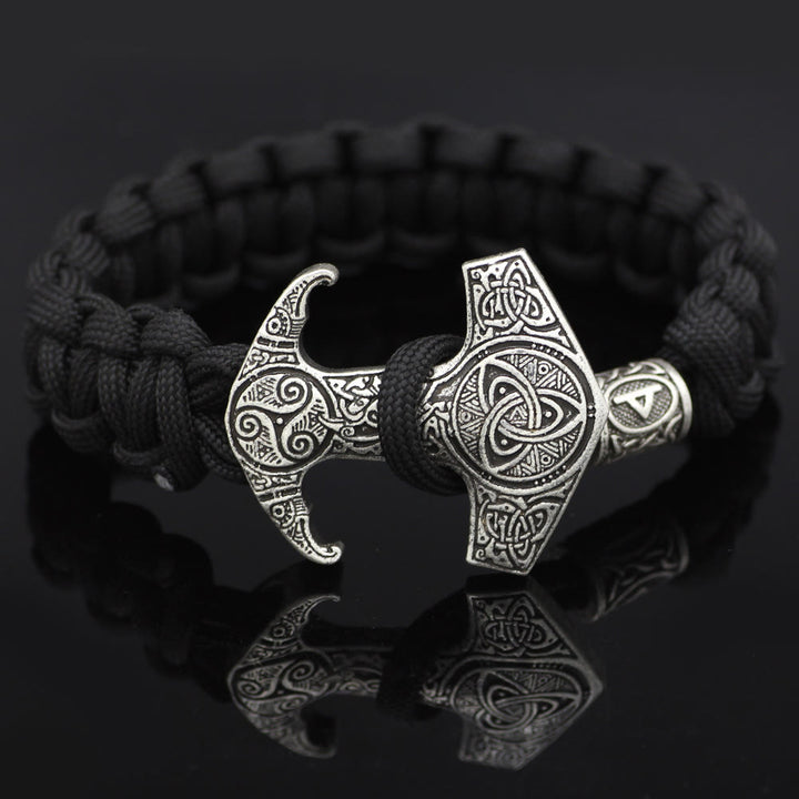 WorldNorse Odin Rune Bead Thor Hammer Mjolnir Bracelet - Silver - Style# OP - image 30
