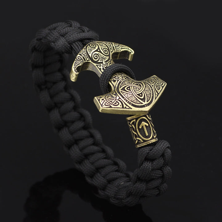 WorldNorse Odin Rune Bead Thor Hammer Mjolnir Bracelet