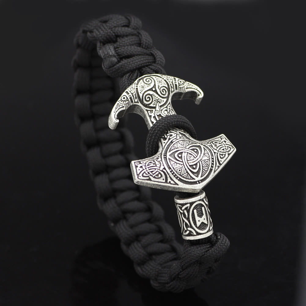 WorldNorse Odin Rune Bead Thor Hammer Mjolnir Bracelet