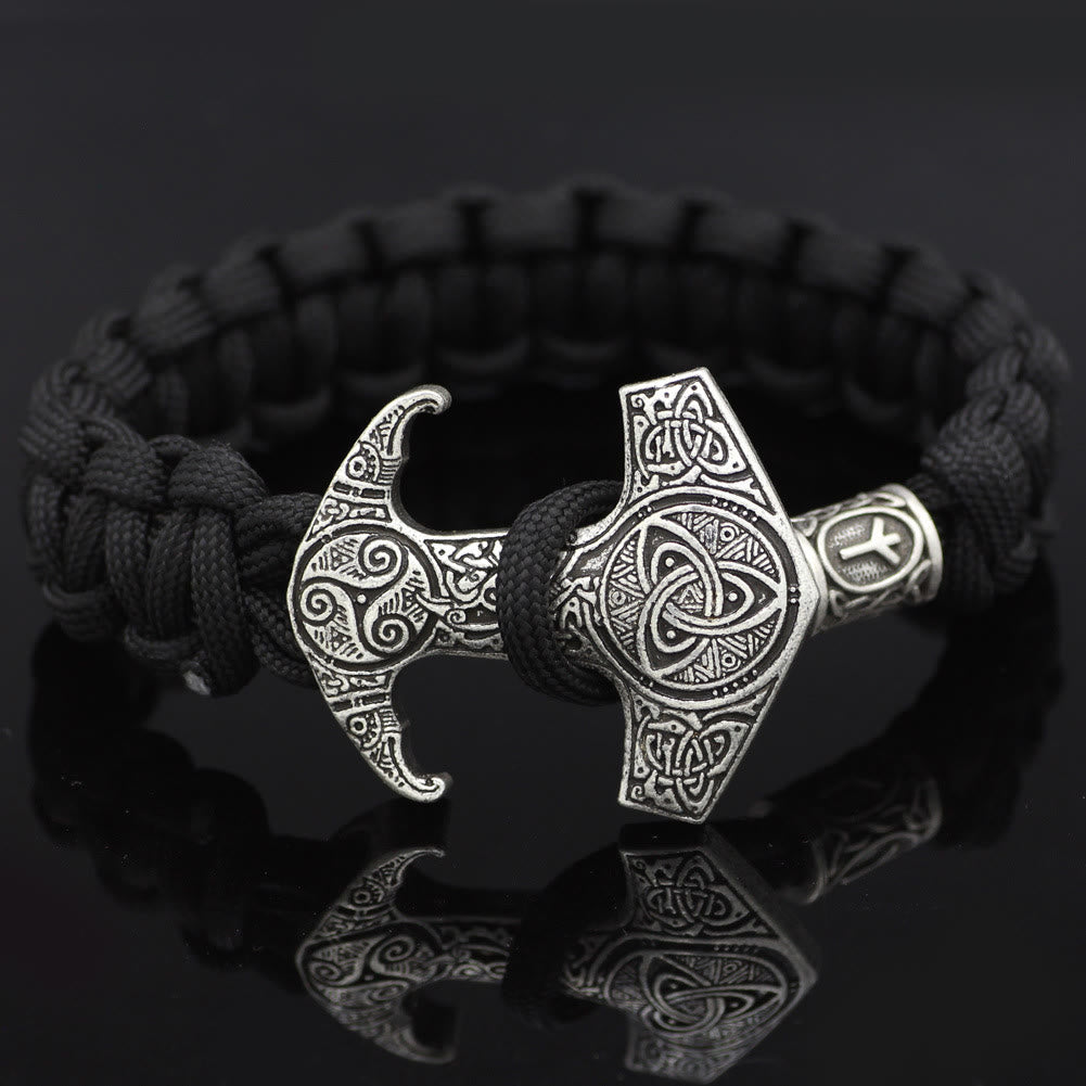 WorldNorse Odin Rune Bead Thor Hammer Mjolnir Bracelet - Silver - Style# W - image 25