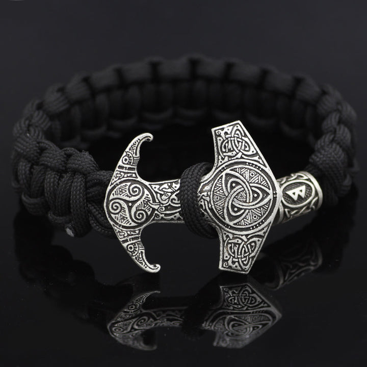 WorldNorse Odin Rune Bead Thor Hammer Mjolnir Bracelet - Silver - Style# B - image 31