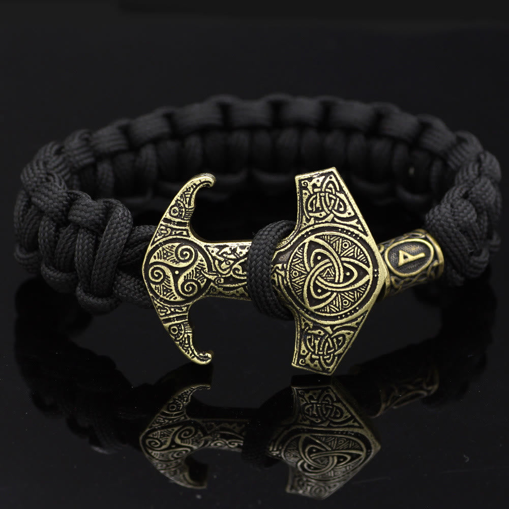 WorldNorse Odin Rune Bead Thor Hammer Mjolnir Bracelet - Bronze - Style# P - image 17