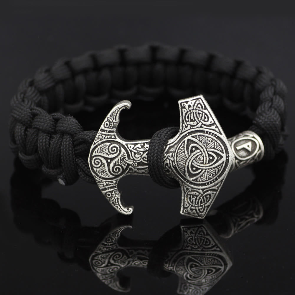 WorldNorse Odin Rune Bead Thor Hammer Mjolnir Bracelet - Silver - Style# P - image 34