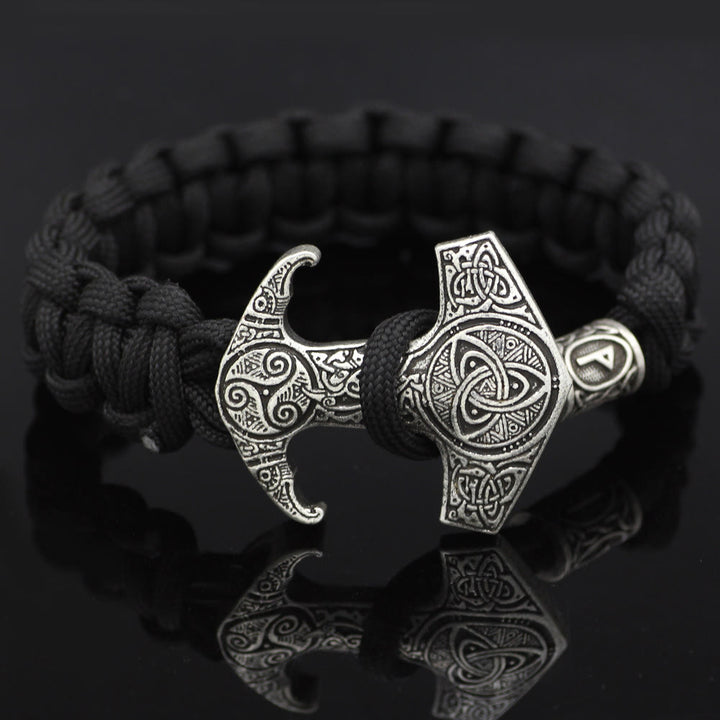 WorldNorse Odin Rune Bead Thor Hammer Mjolnir Bracelet - Silver - Style# P - image 34