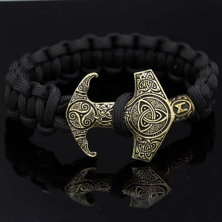 WorldNorse Odin Rune Bead Thor Hammer Mjolnir Bracelet - Bronze - Style# K - image 5