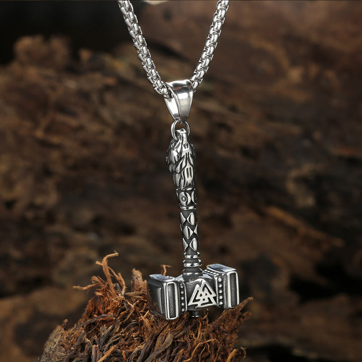 WorldNorse Mjolnir Thor's Hammer And Valknut Necklace - Necklace - image 0
